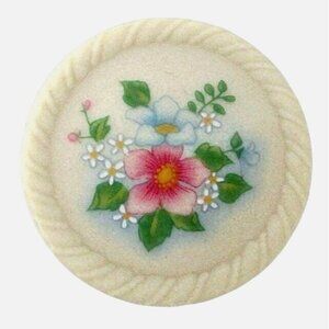 Avon Spring Bouquet Floral Ceramic Pin Brooch - Vintage 80s Costume Jewelry